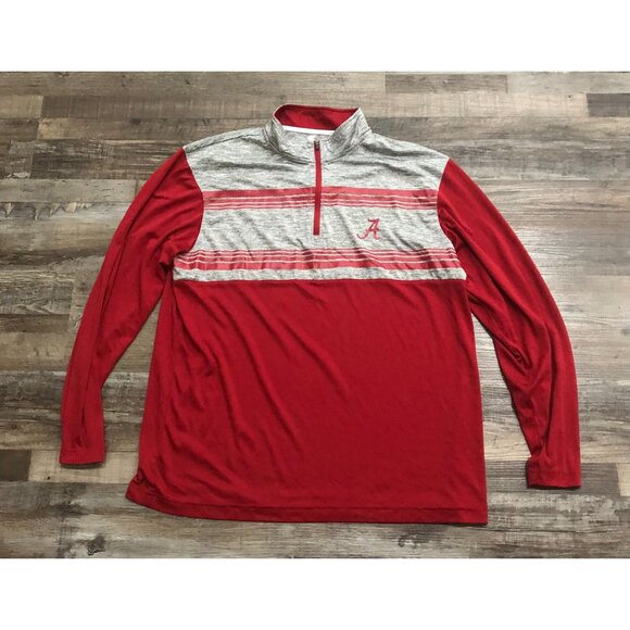 Colosseum Alabama Crimson Tide Mens 1/4 Zip Large Long Sleeve Pullover Red Gray - Picture 1 of 7